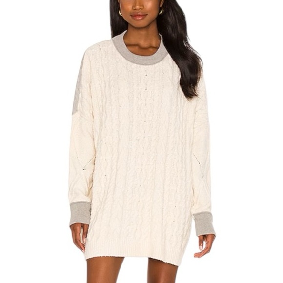 FREE PEOPLE Olympia Tunic Cable Knit Chunky Sweater Sweatshirt XS OVERSIZED S M - Picture 11 of 16